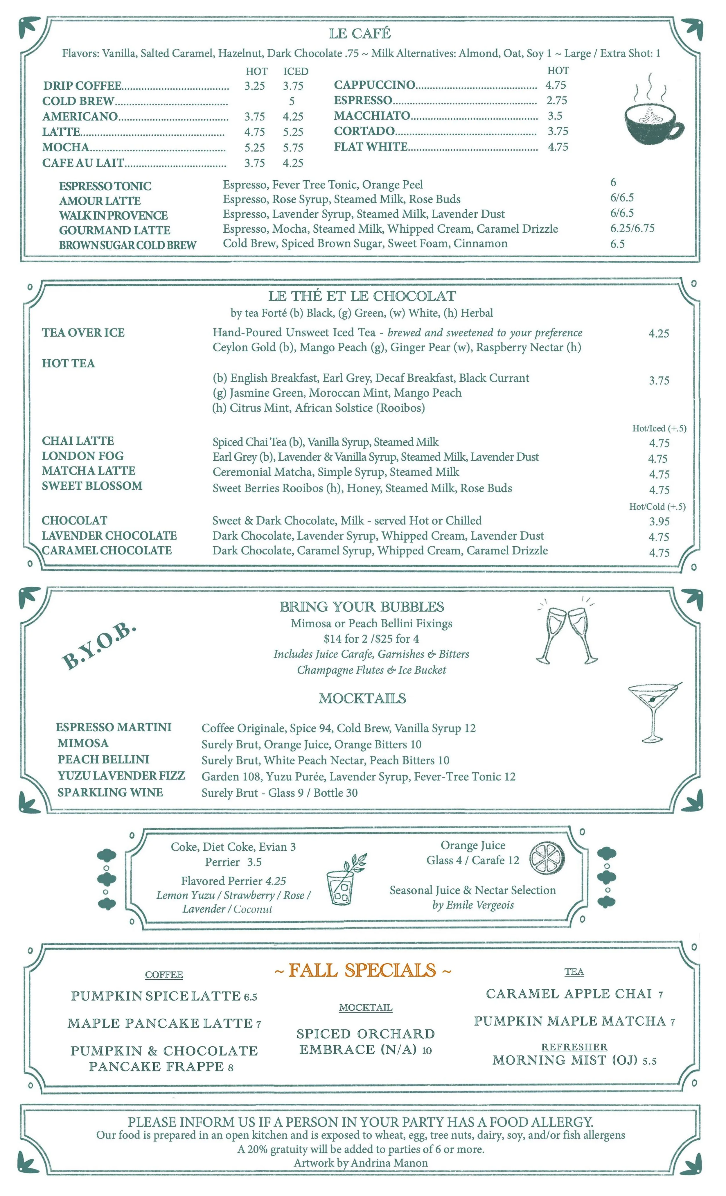 menu — Matines Café